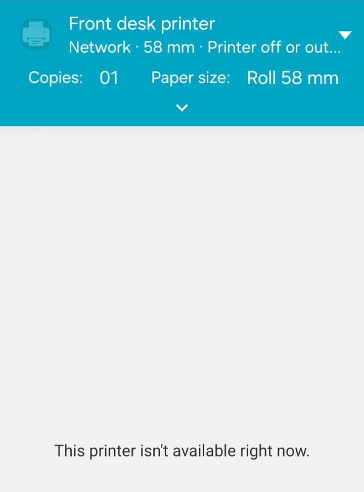 The print screen when the printer needs attention.
